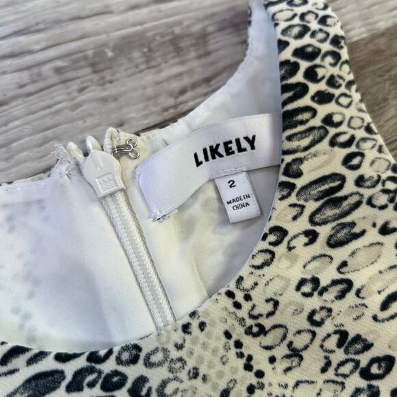 Likely Snakeskin Bodycon Dress Beige Black Midi Racerback Date Night Size 2 - Picture 10 of 13